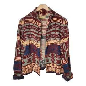 Vintage Painted Pony Tapestry Jacket Womens Medium Aztec Southwest USA